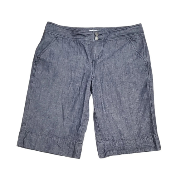 Calvin Klein Women's Chambray Bermuda Shorts 6 - Picture 1 of 5